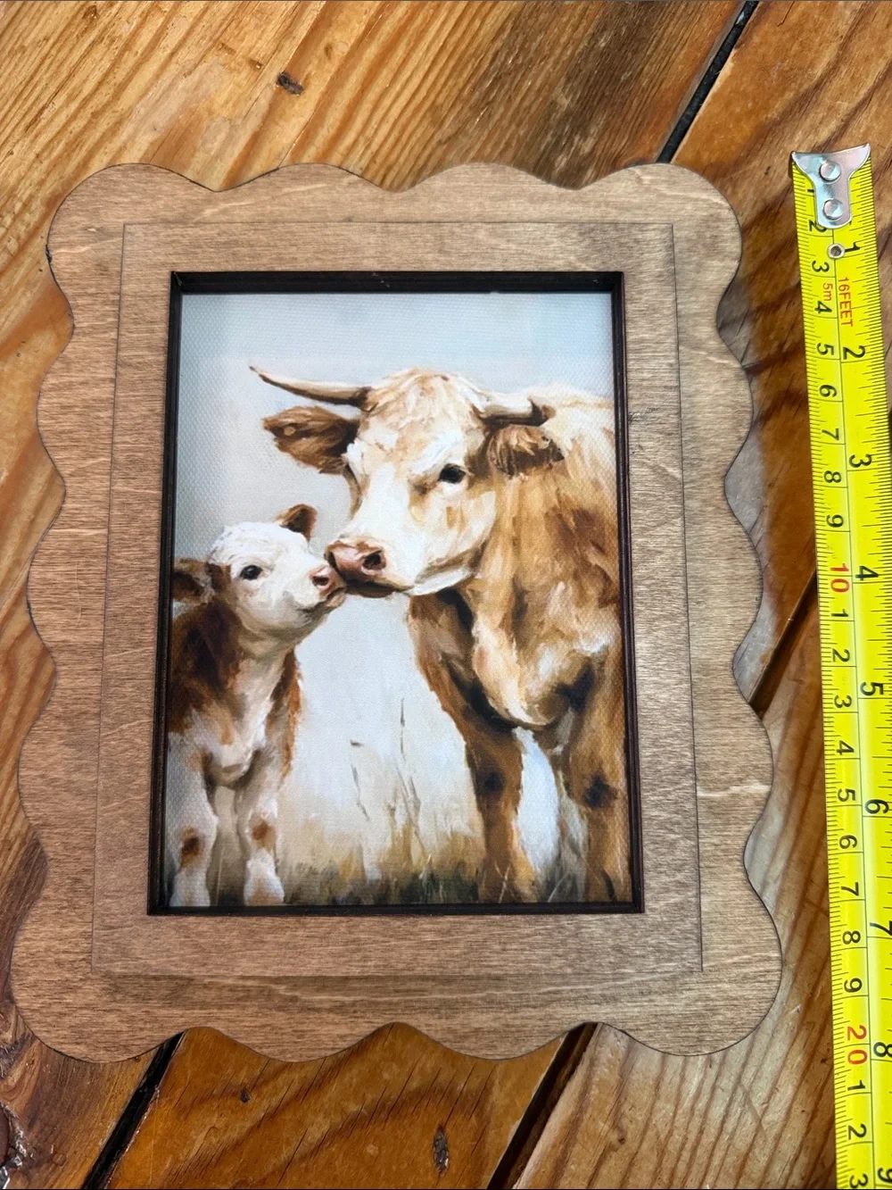 Rustic Brown Cow Print in Wood Frame - Home Accents